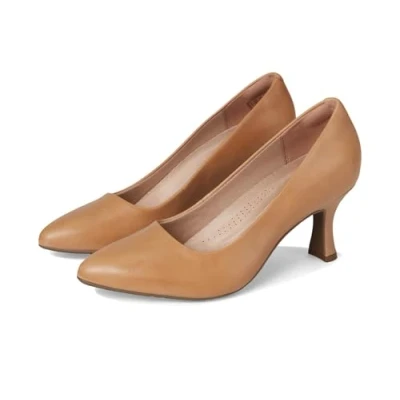 Image of Clarks Women&#039;s Kataleyna Gem Pump, Warm Beige Leather, 7 UK