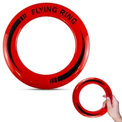 Image of 1x Red Flying Ring Skimmer Disc Toy, Professional Throw and Catch Flyer Gift for Boys Girls, Kids Adults Summer Beach Outdoor Garden Play Frisbee Size 24cm