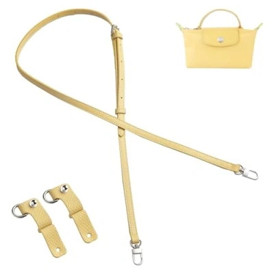 Image of Gastinsave Purse Straps Replacement, Leather Handbag Crossbody Shoulder Strap Adjustable for Longchamp Bag Women (Wheat Yellow)