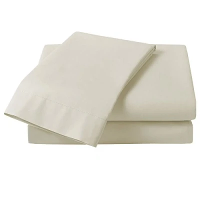 Image of Just Contempo Plain Percale Fitted Sheet, King, Cream