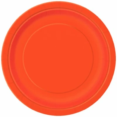 Image of Pumpkin Orange Solid Round Paper Dessert Plates (17cm) 8 Count Vibrant for Parties and Events, Perfect Appetizers, Snacks, Desserts