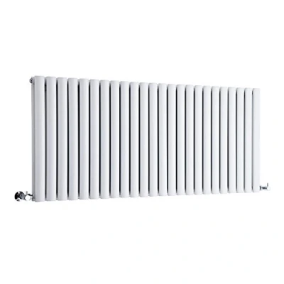 Image of Milano Aruba White Horizontal Double Oval Panel Radiator 635mm x 1416mm