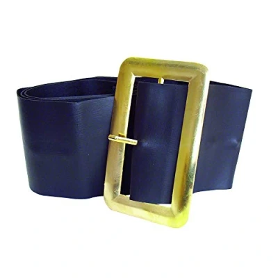 Image of Mens 70s Pimp Leather Look Black Buckle Belt