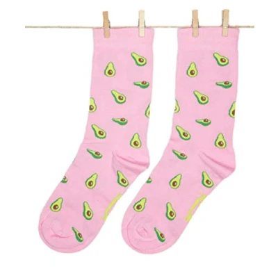 Image of Roits Men’s Avocado Pink Socks 7 12 Cool Happy Odd Funky Funny Fruit Design