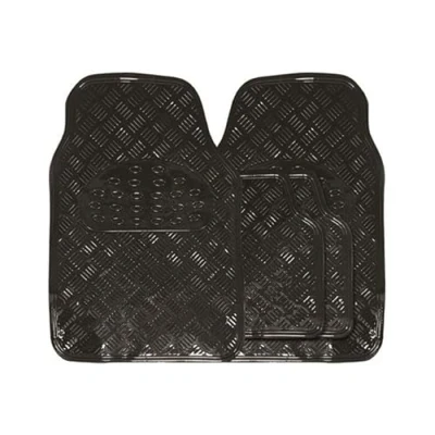 Image of Streetwize SWUXM7 Checker Plate Front Rear Car Floor Mats 4 Pieces Black