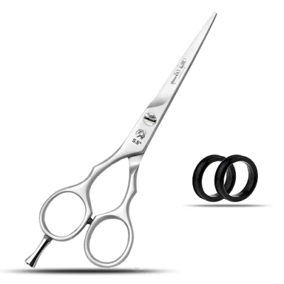 Image of Wishbeauty Professional Sharp Left Hand Barber Scissors 5.5 Lefty Hair Cutting Scissors,Hairdresser Salon Haircut Shears for Women Men (Silver 5.5&quot; Lefty)