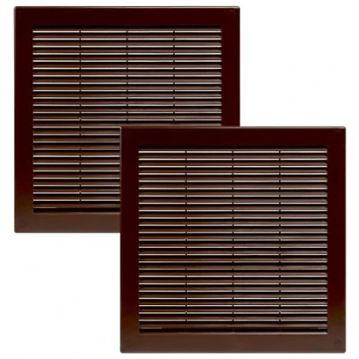 Image of Vent Systems 300 x mm / 12&#039;&#039; Inch Brown Soffit Cover Pack of 2 Flat Square Air Louver Grille Built in Insect Screen HVAC Vents for Bathroom, Home Office, Kitchen
