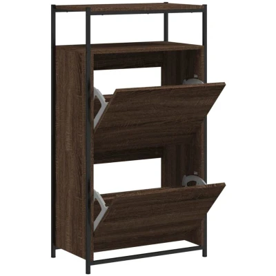 Image of vidaXL Shoe Cabinet Brown Oak 60x34x112 Engineered Wood