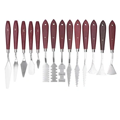 Image of 14Pcs Professional Paint Spatula, Spatula Mixture Scraper Set, Stainless Steel Oil Painting Palette Knife, Create Texture Spatulas