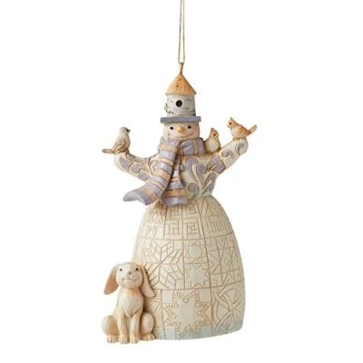Image of Enesco Jim Shore Heartwood Creek Woodland Snowman with Animals Hanging Ornament