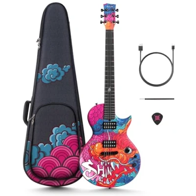 Image of Electric Guitar Shinichi Kobayashi Signature Loong Nova Go Sonic Smart Carbon Fiber Guitarra with 10W Wireless Speaker, Onboard Presets, Charging Cable, Adjusting Wrench, and Gig Bag