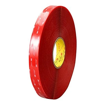 Image of 3M VHB Ribbon 4905 F Acrylic Double Sided Adhesive Foam, Transparent (Red Ribbon), 12mm x 33m, Pack of 6