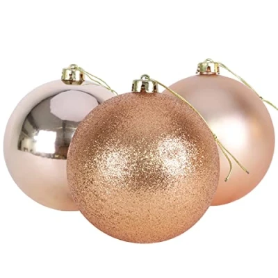 Image of 60mm/18Pcs Christmas Baubles Shatterproof Rose Gold, Tree Decorations Ball Ornaments Balls Xmas Hanging Holiday Decor Shiny,Matte,Glitter