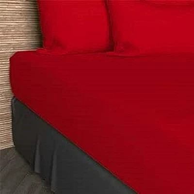Image of SO cotton fitted sheet red 140x200 cm