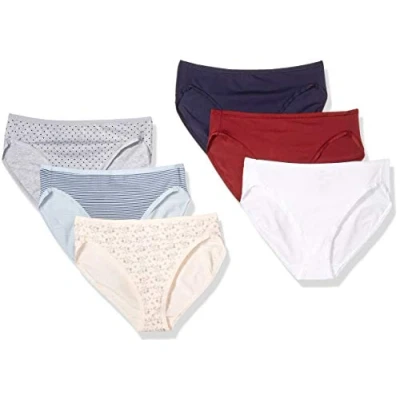 Image of Amazon Essentials Women&#039;s Cotton High Leg Brief Underwear (Available in Plus Size), Pack of 6, Warm/Cool Colors, 20