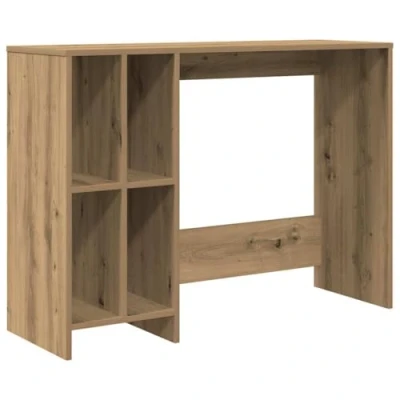 Image of vidaXL Desk Artisan Oak Engineered Wood Writing/Table for Office/Dorm Modern Design with Shelves 102.5x35x75 cm