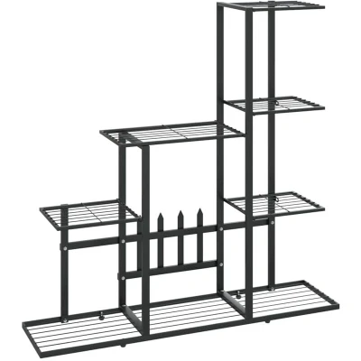 Image of vidaXL Flower Stand 94.5x25x88 cm Black Metal