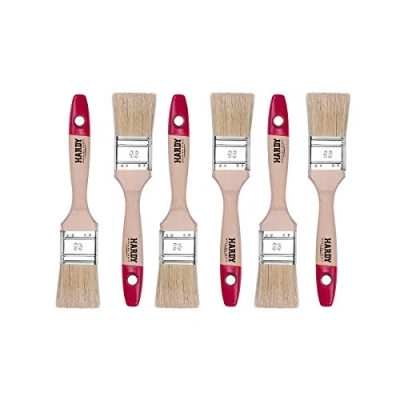 Image of HARDY WORKING TOOLS A0200 360630 Flat Paint Brush Set with Wooden Handle, Series 36*, 6 Pieces, Red 75 mm