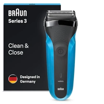 Image of Braun Series 3 Electric Shaver For Men with Precision Beard Trimmer and 5 Combs, Wet &amp; Dry, UK 2 Pin Plug, 310, Black/Blue Razor