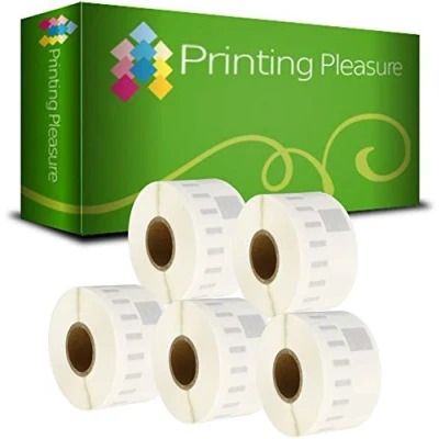 Image of Printing Pleasure 5 x 99013 Compatible Clear Address Labels Rolls for LabelWriter &amp; Seiko Label Printers 36mm 89mm 260 per Roll