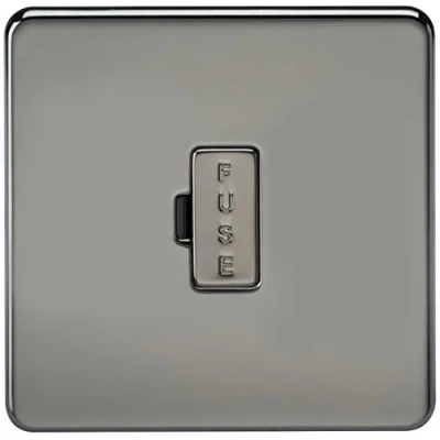 Image of KnightsBridge 13A Screwless Black Nickel Fused Spur Connector Unit Wall Plate