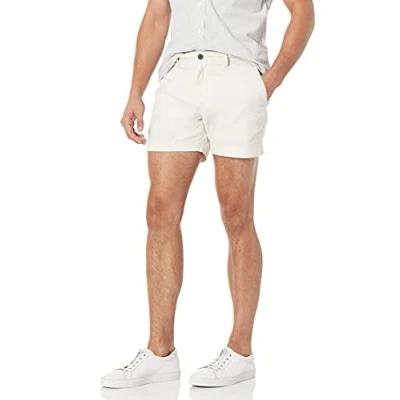 Image of Amazon Essentials Men&#039;s Slim Fit 5&quot; Lightweight Comfort Stretch Oxford Short (Previously Goodthreads), Cream, 31W