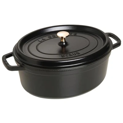 Image of Staub Cast Iron Roaster/Cocotte, Oval 37 cm, 8 L, Black