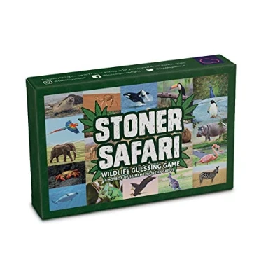 Image of Bubblegum Stuff Stoner Safari Game Hilarious Guessing for Adults 56 Meme Worthy Cards featuring Psychedelic Animal Names Perfect Parties, Nights, and Gifting!