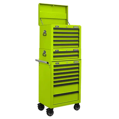 Image of Sealey Superline Pro Topchest, Mid Box &amp; Rollcab Combination 14 Drawer with Ball Bearing Slides Green