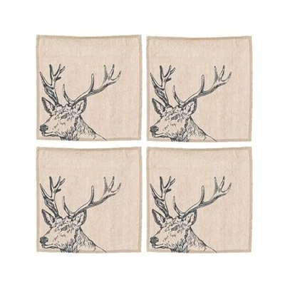 Image of The Just Slate Company Set of 4 Stag Linen Napkins