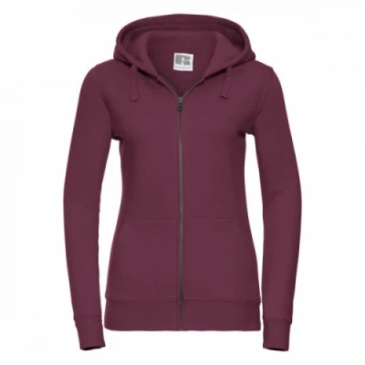 Image of Russell Athletic Womens Ladies Premium Authentic Zipped Hoodie (3 Layer Fabric) (Burgundy) Size Small