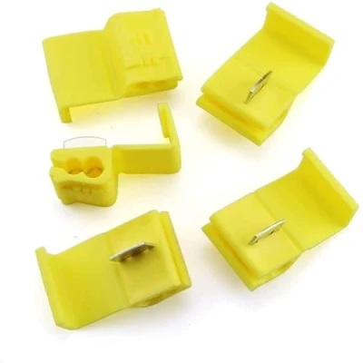 Image of UKCable Ties Yellow Scotch Lock Wire Connectors Quick Splice Terminals Crimp Electrical 5 Pack