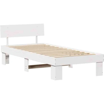 Image of with Headboard White 75 x 190 cm Solid pine wood vidaXL