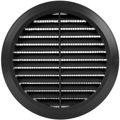 Image of Vent Systems 125 mm / 4.92&#039;&#039; Inch Black Air Cover Round Vents Ventilation Grille Integrated Insect Screen HVAC for Bathroom, Home Office, Kitchen