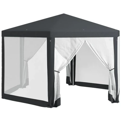 Image of Outsunny Hexagonal Gazebo Patio Outdoor Canopy Party Tent Dark Grey 84C 044V02CG