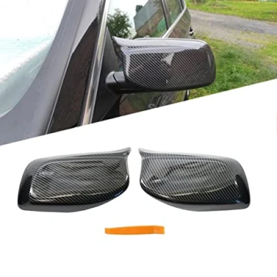 Image of KYYET Carbon Fiber Look M Style Side Wing Mirror Cover Caps For 5 Series E60 E61 E63 E64 2003 2007 Pre Lci