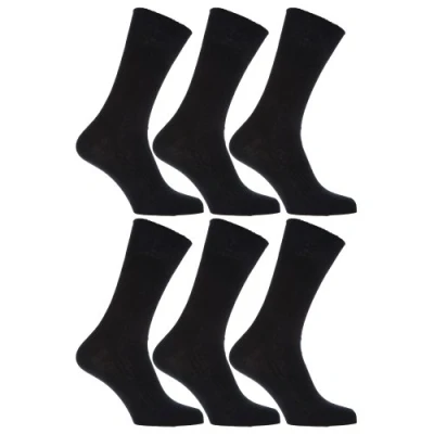 Image of Mens 100% Cotton Non Elastic Top Extra Large Socks 11 14 (Pack Of 6) (UK Shoe 14, EUR 45 49) (Black)