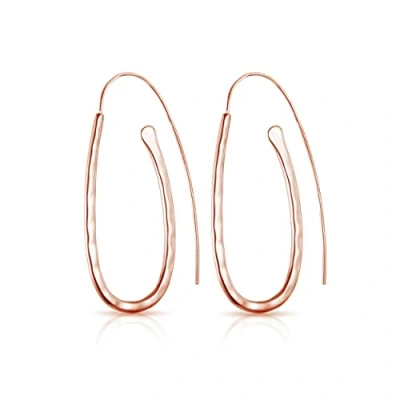 Image of Philip Jones Rose Gold Plated Sterling Silver Hammered Hoop Earrings