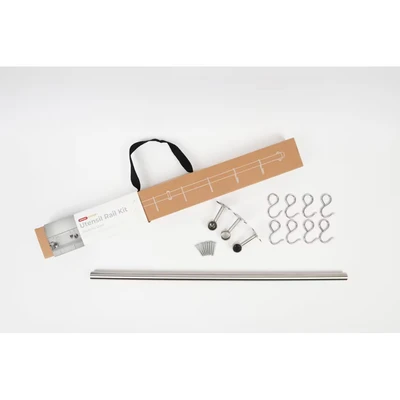 Image of Rothley Easy Fit 60cm Kitchen Utensil Rail Kit in Brushed Steel Wall Mounted &amp; Mug Holder