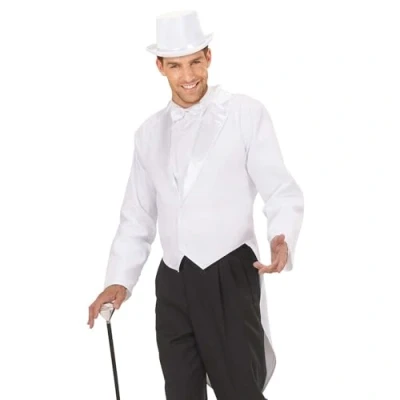 Image of Mens White Lined Tailcoat Costume Medium for Hardy Hollywood Film Fancy Dress