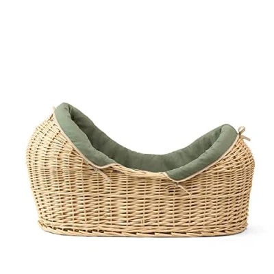 Image of Clair de Lune Organic Natural Noah Pod Pod, Premium Dressing, Luxury Bamboo Mattress, Sheet Baby Moses Basket Bundle (Forest Green)