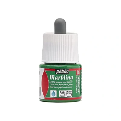 Image of Pebeo Marbling Bottle 45ml Emerald Green Marble Effect Paint Gloss on Light and Porous Surfaces