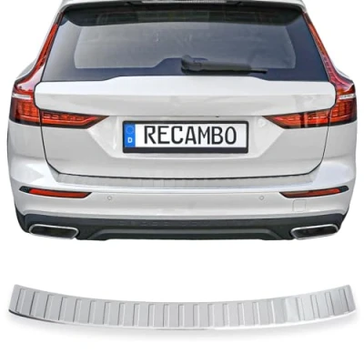 Image of RECAMBO Boot Sill Protector Stainless Steel Matt Brushed with Texture Compatible Volvo V60 2 from 2018 Onwards Styling and Protection for the Bumper