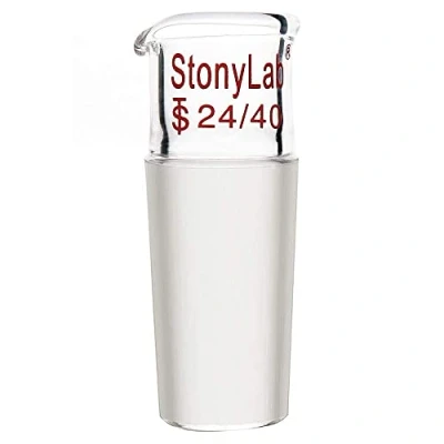 Image of stonylab Glass Pour out Adapter, Borosilicate Liquid Pouring Adapter with 24/40 Ground Inner Joint for Laboratory Lab Supply