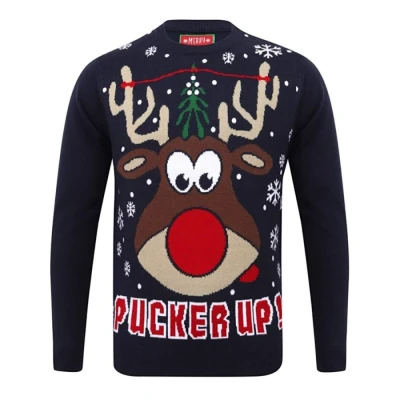 Image of Tokyo Laundry Pucker Up Crew Neck Jumper in Black Merry Christmas L