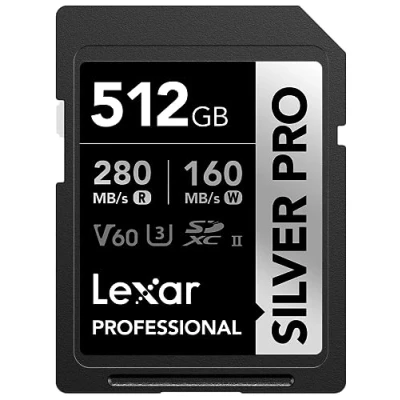 Image of Lexar 512GB Professional SILVER PRO SDXC Memory Card, UHS II, C10, U3, V60, Full HD &amp; 4K Video, Up To 280MB/s Read, for Photographer, Videographer, Enthusiast (LSDSIPR512G BNNNU)
