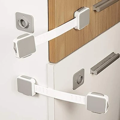 Image of Vogueingtool Adjustable Child Safety Locks, Baby Proof Your Cabinets with No Trapped Fingers, Easy Install, Tools Needed Grey 6pcs
