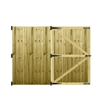 Image of Premier Garden Supplies PGS Feather Edge Fully Framed Capped Flat Top Made to Measure Driveway Gates Measurements Height 5ft 6ft (150 180cm) x Width: 213cm 244cm +450mm Hinge Ring Latch Kit