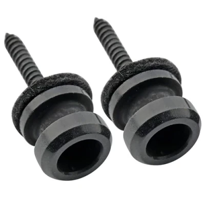 Image of Musiclily Pro 12mm Steel Strap Buttons End Pins for Electric Acoustic Classical Guitar Ukulele, Black (Set of 2)