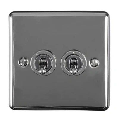 Image of 2 Gang 10Amp 2Way Toggle Switch Black Nickel Enhance Range